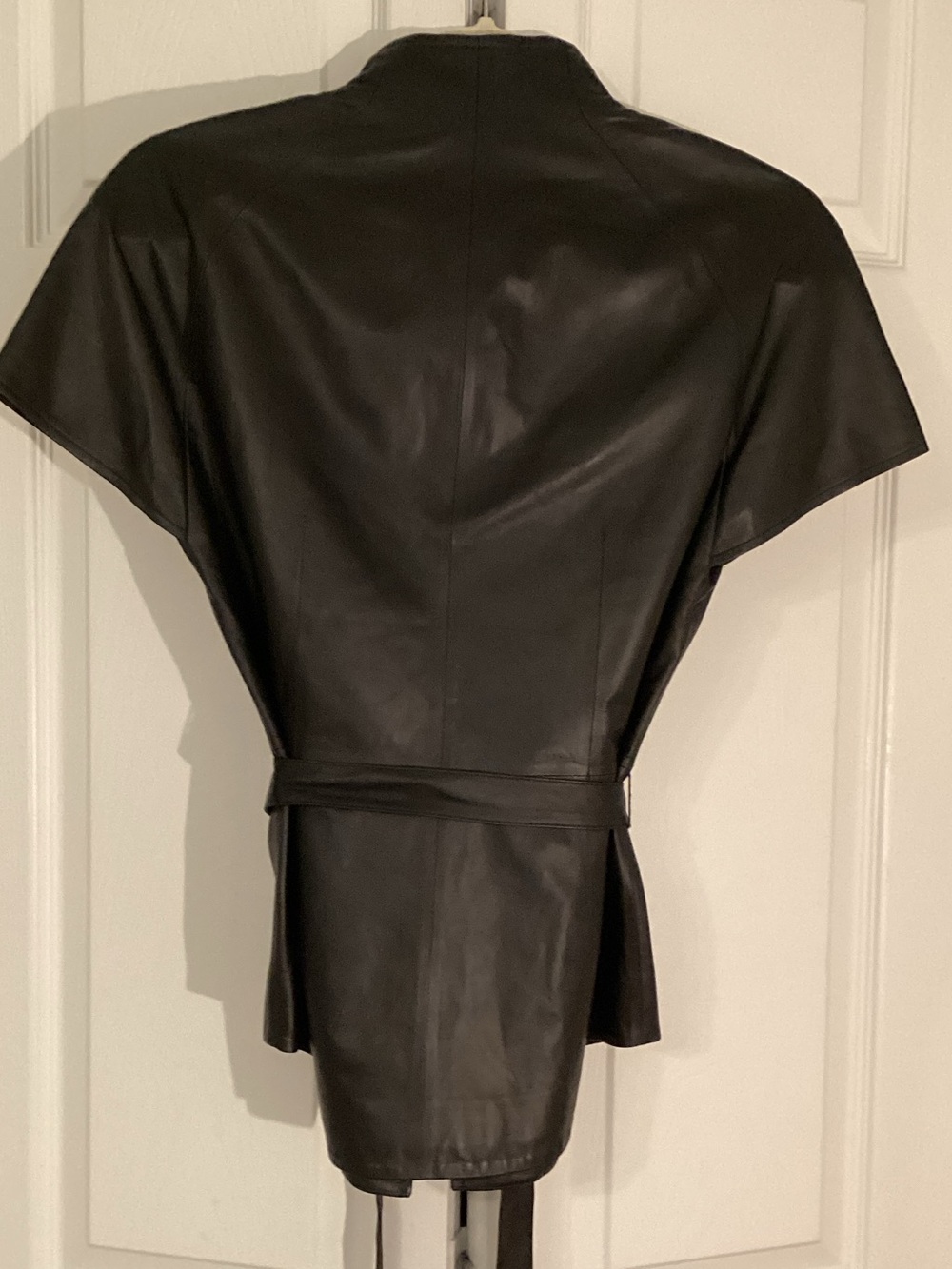 Lafayette 148 New York Black Short-Sleeve Real Leather Zip Belted Jacket 2 NWT - Picture 5 of 7